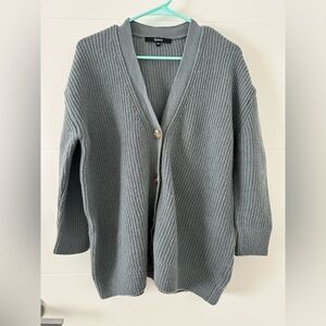 Quince Mongolian Cashmere Oversized Boyfriend Cardigan Sweater Grayish Blue XS
